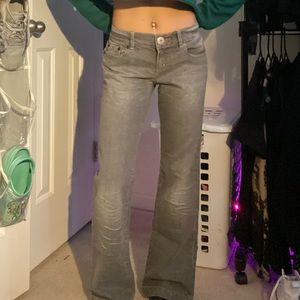 grey and pink DKNY jeans